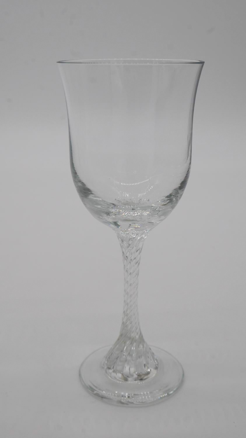 A set of five Victorian twist stem clear sherry glasses with flared rims. - Image 3 of 3