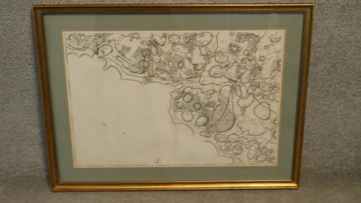 A framed and glazed antique map of West Barnbeld. H.64 W.85cm - Image 2 of 3