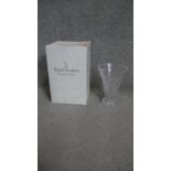 A boxed Royal Doulton cut crystal flower vase with scalloped edge. H.20 W.15cm