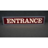 A vintage chrome and frosted acrylic light up entrance sign. H.25 W125 D17CM