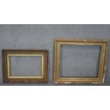 Two 19th century giltwood frames with laurel leaf borders and linear design. Rebate H.32 W.47 and