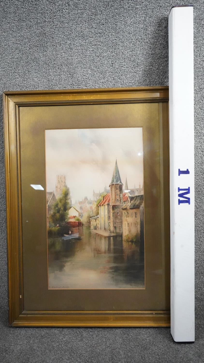 Louis Burleigh Bruhl (1862 - 1942) A framed and glazed print of a Dutch canal scene. Signed by - Image 8 of 8