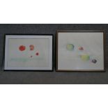 Two framed and glazed coloured pencil drawings on paper by Italian artist Giorgio Taverniti. One