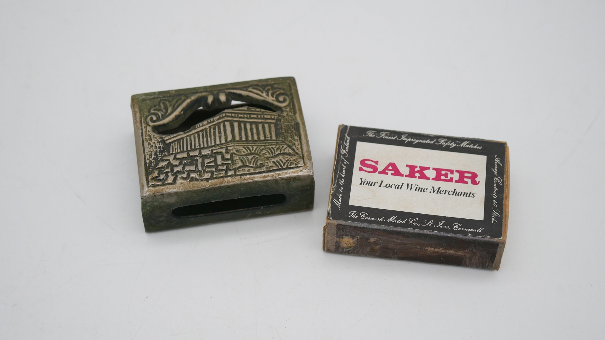 An antique silver plated match box cover with a picture of the Parthenon. W.5 - Image 3 of 4
