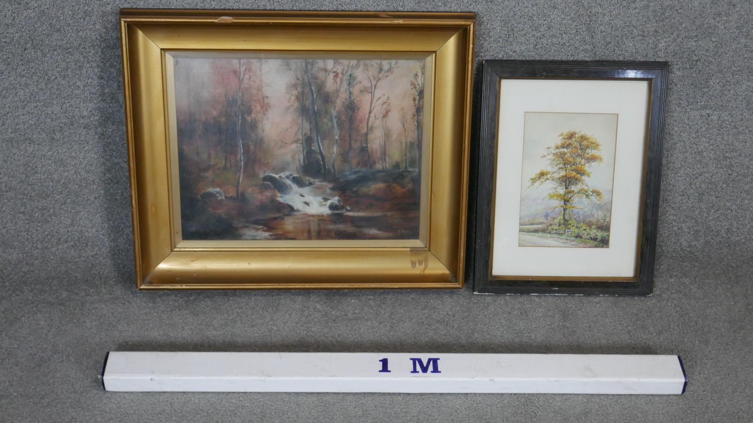 Two framed and glazed watercolor landcapes. One of a woodland river signed A. Potts the other of a - Image 2 of 11