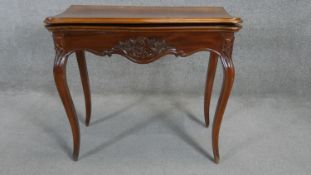 A 19th century mahogany serpentine fronted card table on cabriole supports. H.72 W.80 D.40 (D.80