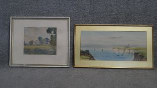 Two framed and glazed watercolours, one depicting Flamborough Head on the Yorkshire Coast, 1922.