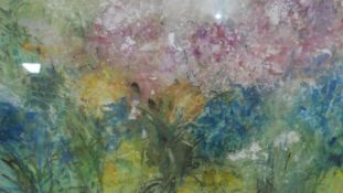 A framed and glazed pastel on paper of flowers. Indistinctly signed. H.66 W.86cm