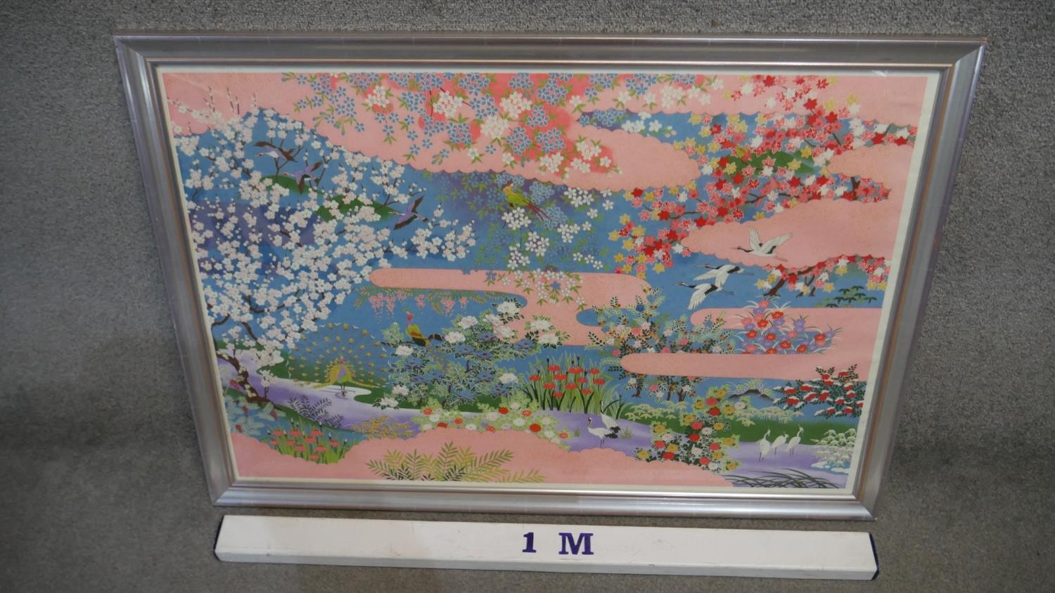 A modern silver framed Japanese colour print of a landscape. H.76 W.105cm - Image 3 of 3