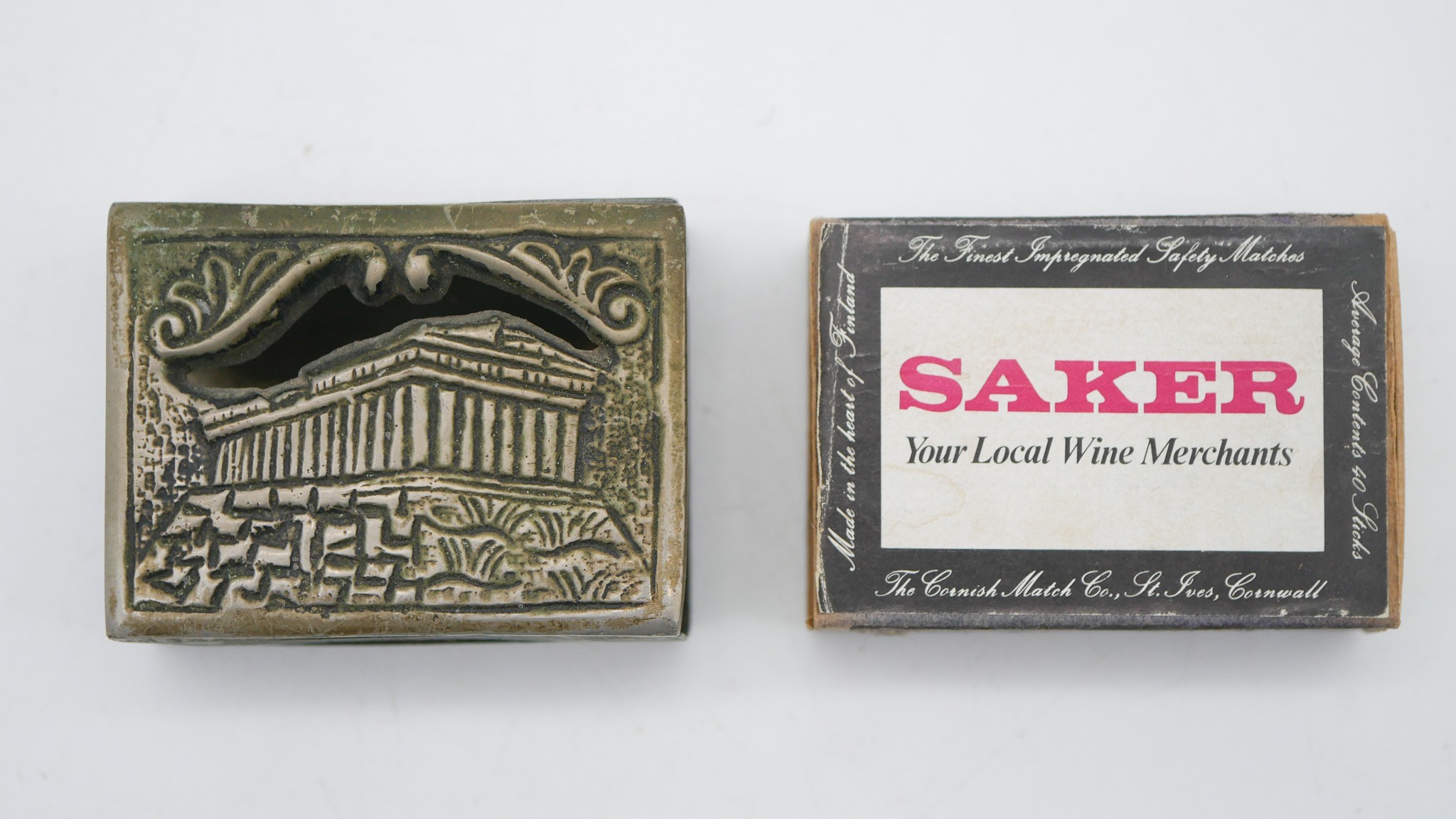 An antique silver plated match box cover with a picture of the Parthenon. W.5 - Image 4 of 4