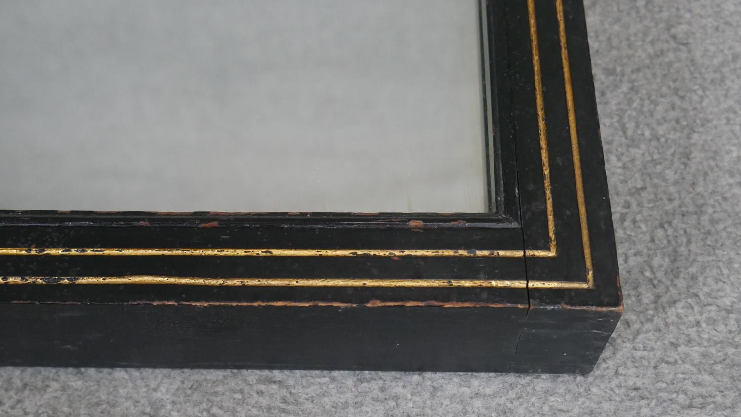A 19th century ebonised and gilt framed wall mirror. h77 w57 - Image 3 of 3