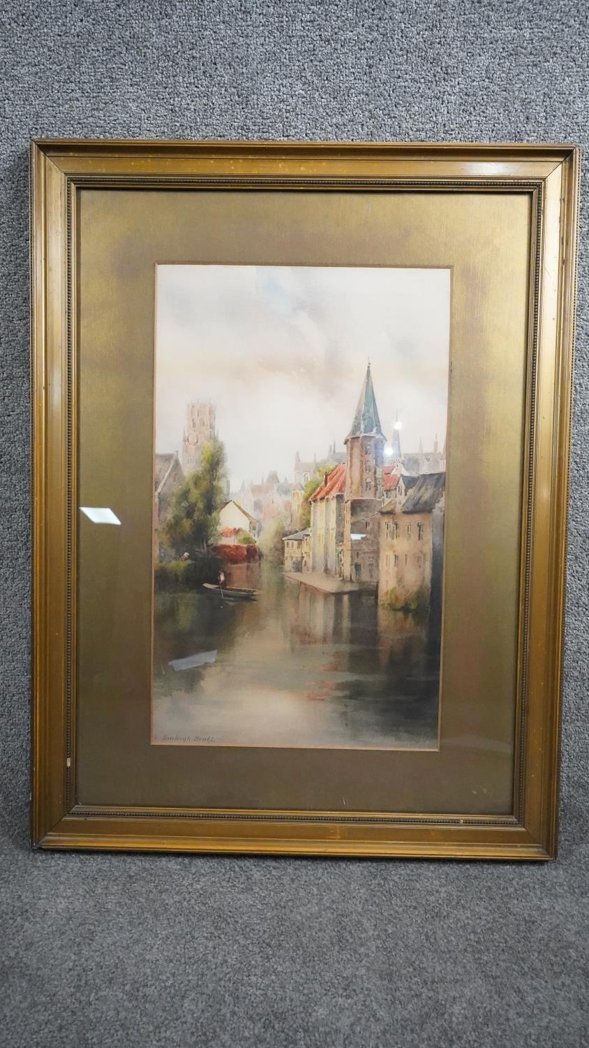 Louis Burleigh Bruhl (1862 - 1942) A framed and glazed print of a Dutch canal scene. Signed by - Image 2 of 8