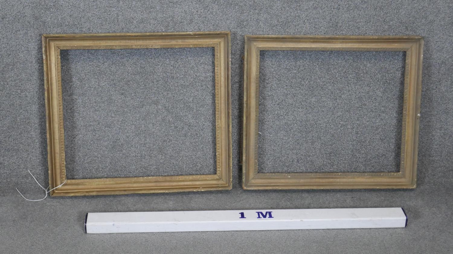 Two antique giltwood frames with acanthus leaf borders. Rebate, largest H.44 W.50 and H.43 W.50cm - Image 2 of 8