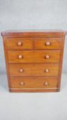 A Victorian mahogany chest on plinth base. H.107 W.97 D.44 (With faults as photographed)