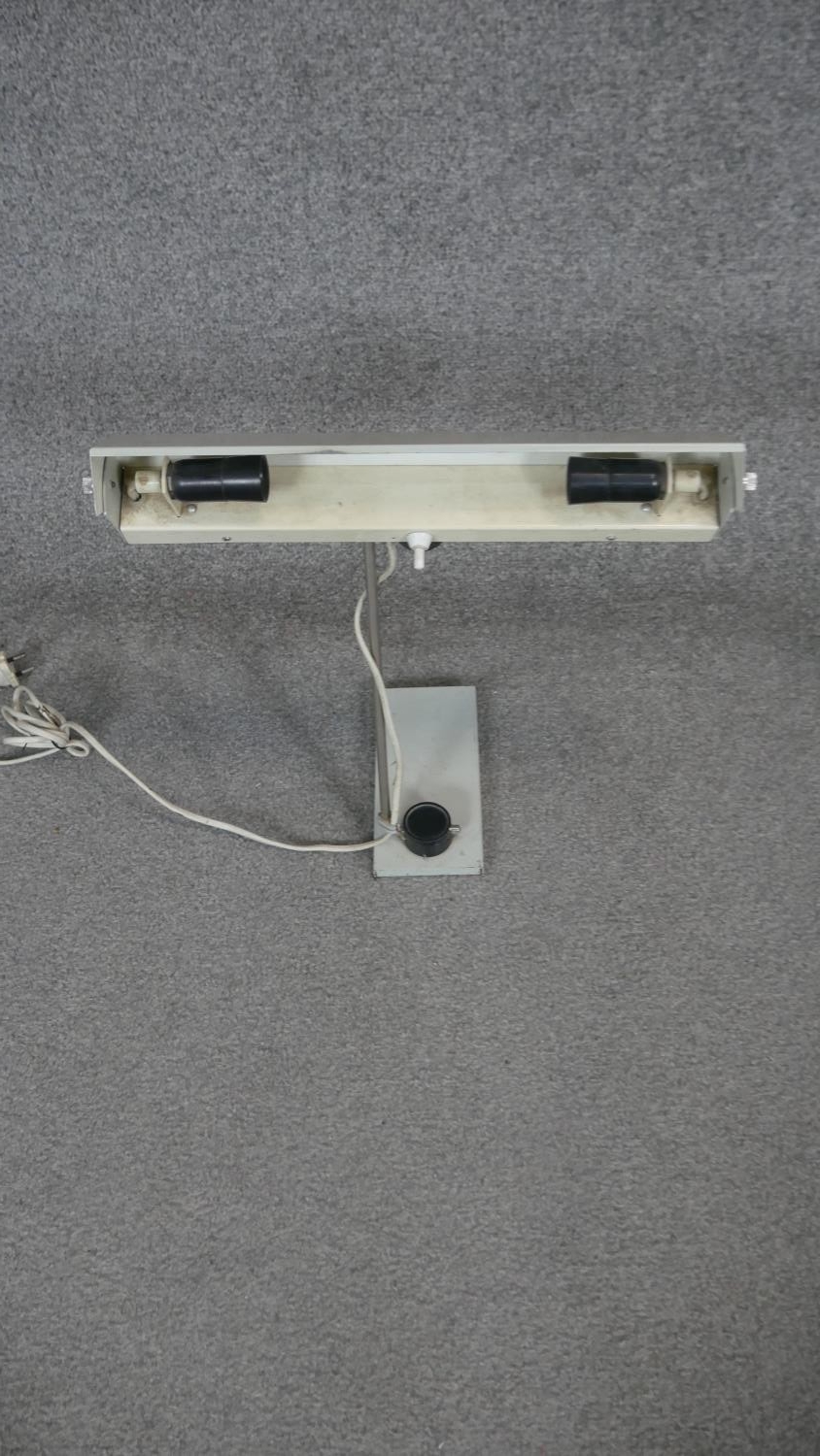 A vintage cream enamel industrial style desk light. H.42 W.40CM