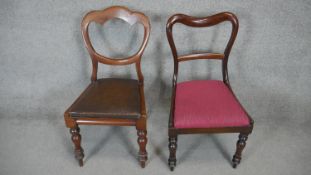 A Victorian mahogany shaped back dining chair along with a similar chair.