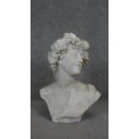 Jef Lambeaux (1852 - 1908) A large 19th century carved marble bust of Bacchus, with his vine