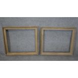 Two antique giltwood frames with acanthus leaf borders. Rebate, largest H.44 W.50 and H.43 W.50cm