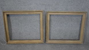 Two antique giltwood frames with acanthus leaf borders. Rebate, largest H.44 W.50 and H.43 W.50cm