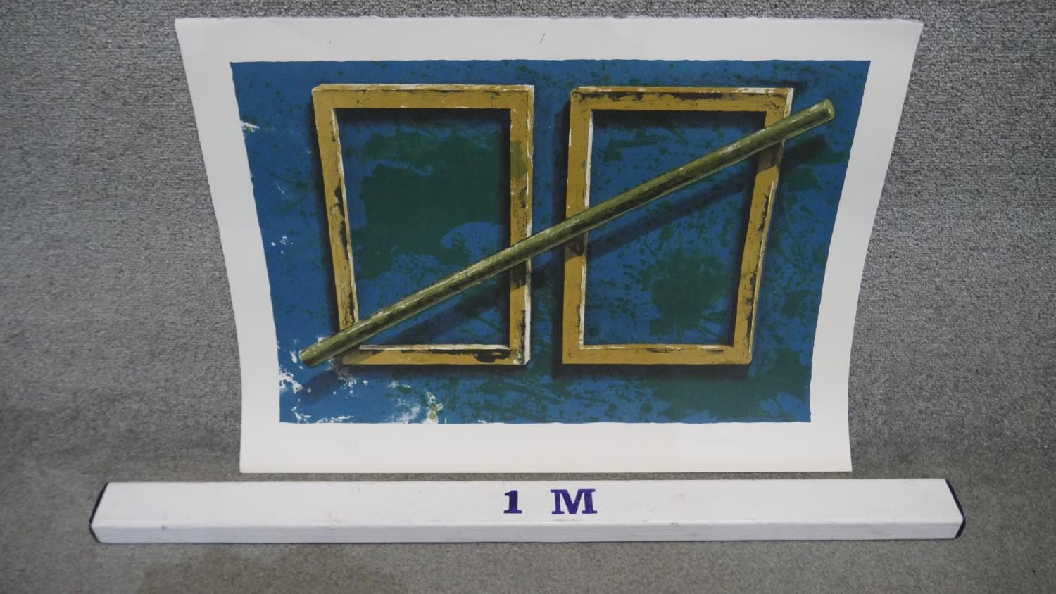 An unframed screen print of geometric forms, numbered and indistincly signed in pencil 18/40. H.58 - Image 2 of 5