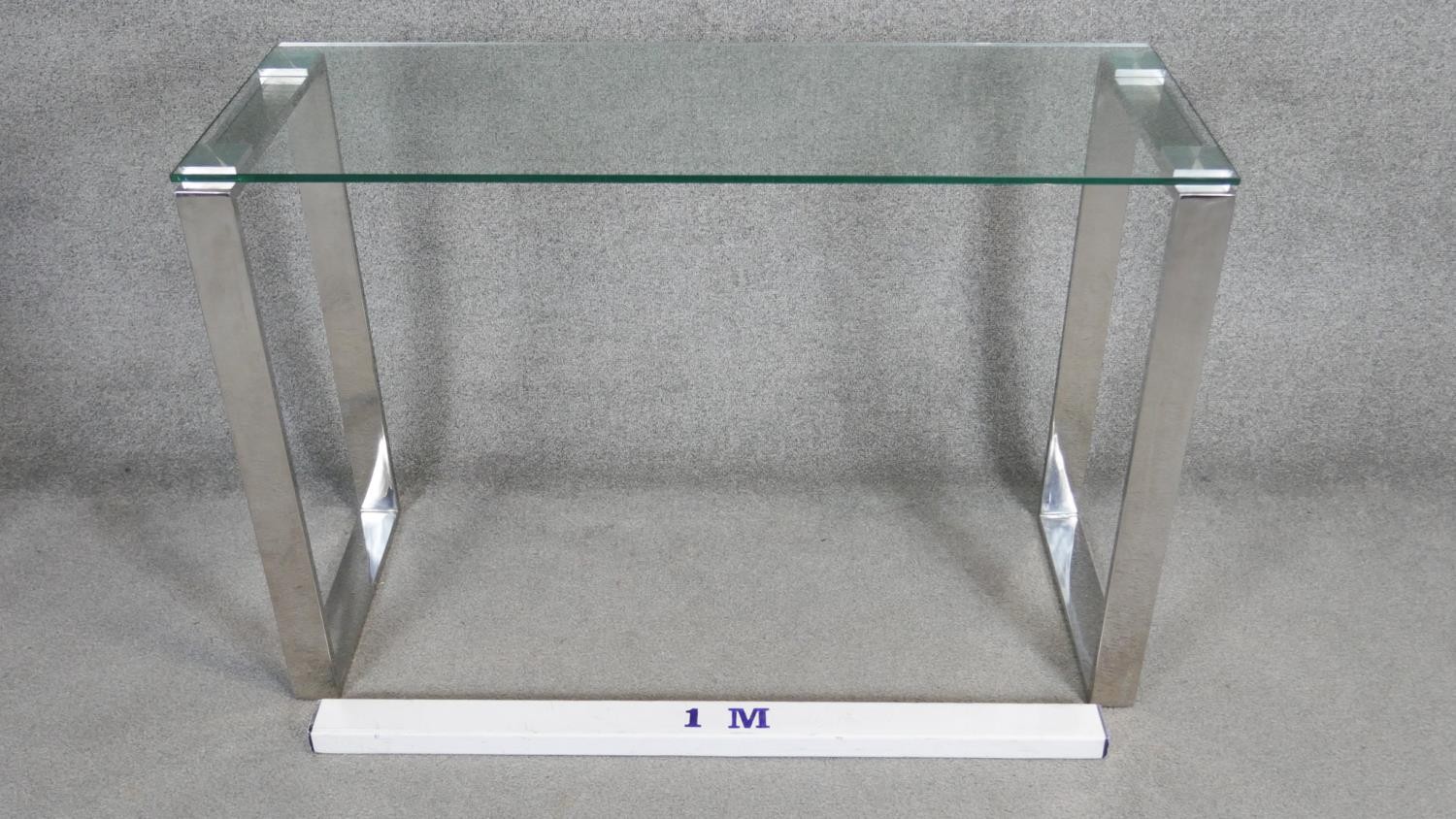 A vintage style console table with plate glass top on chromium base. H.75 x W.110 x D.40cm - Image 2 of 3