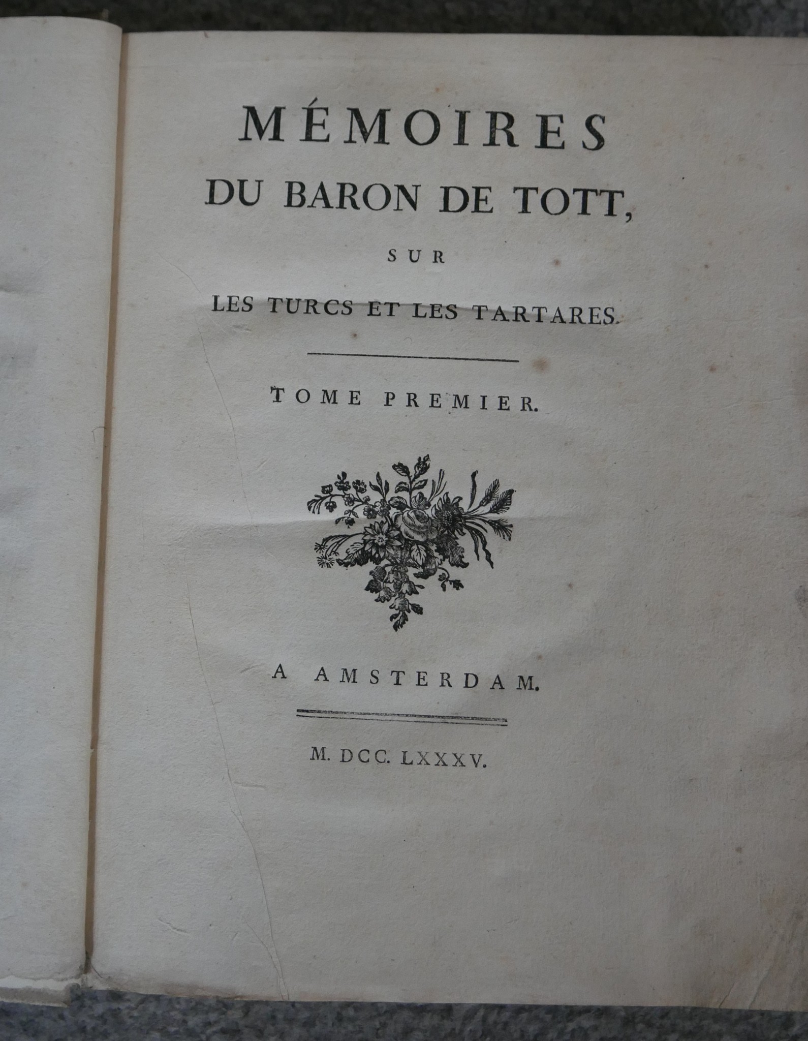 Tott (Francois, Baron de) Memoires sur les Turcs et les Tatares, tome premier, with fold out black - Image 3 of 7