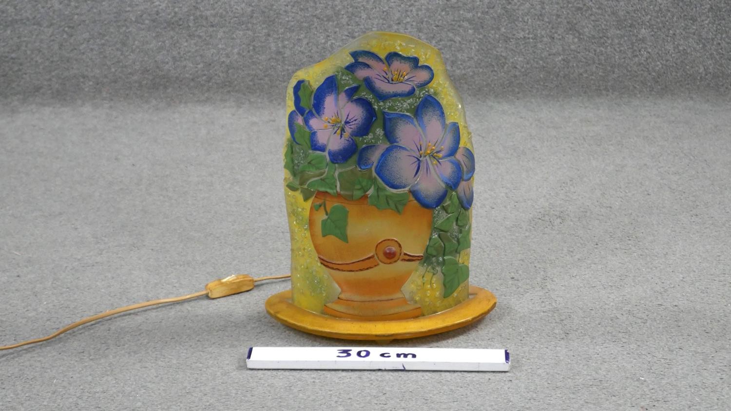 A coloured Art Glass table light in the form of a vase of flowers. H.39 W.30 - Image 2 of 4