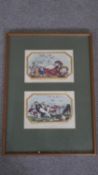 Two framed and glazed Victorian hand coloured engraved valentines cards, each with a scene, 'Heart