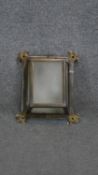 A vintage brass and frosted glass wall mounted rectangular light. H.32 W.28 D.13cm