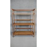 A set of vintage style teak floor standing open shelves. H.104 x W.80 x D.26cm