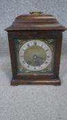 A Victorian Westminster chime mahogany and brass mantle clock. With key. H.30 W.23cm