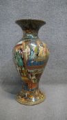 An Indo-Persian hand painted papier mache vase with courtroom scene. H.64 Diam.25cm