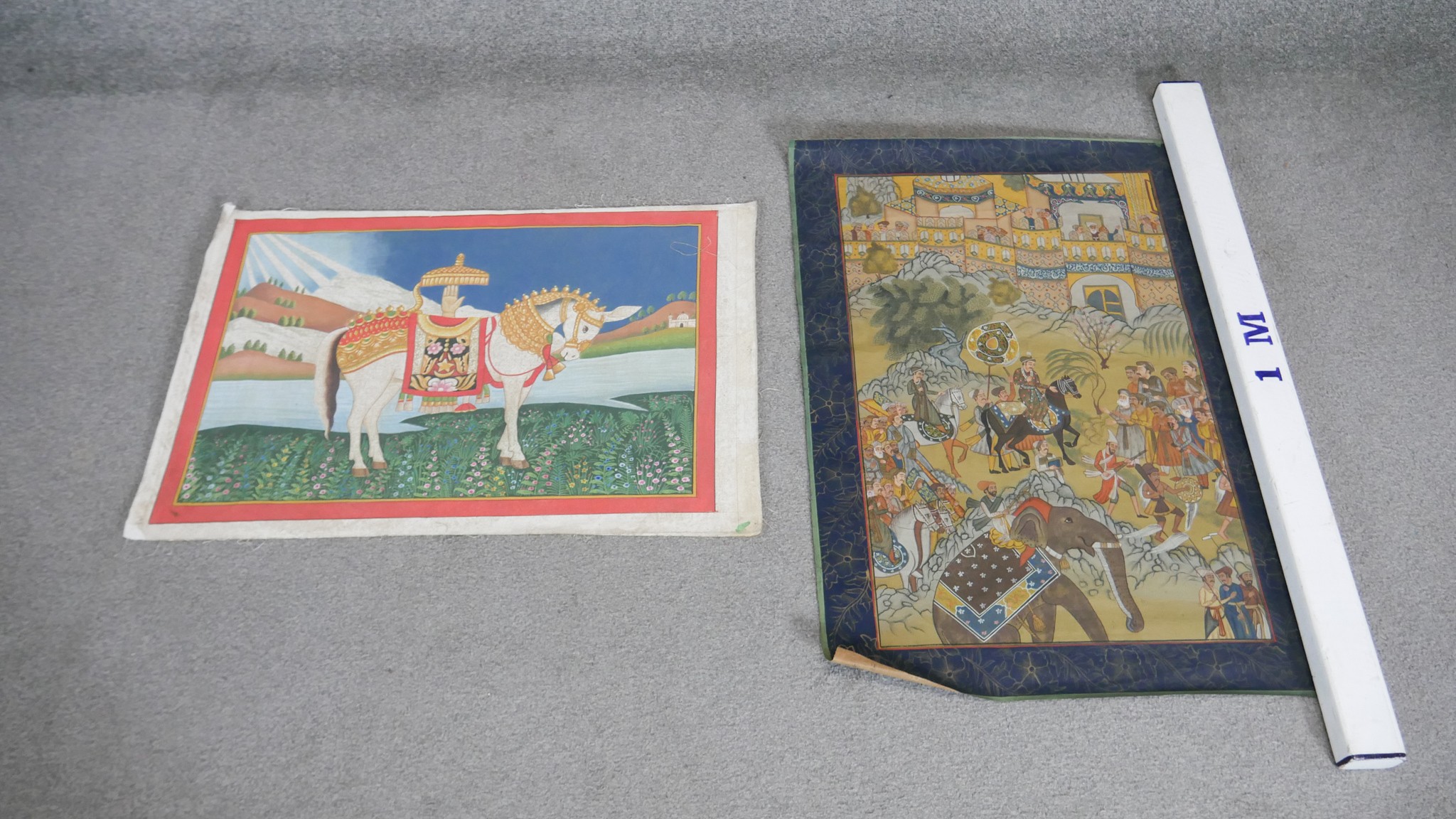 An unframed Indo-Persian painting on fabric of Imam Ali's white horse along with another depicting a - Image 2 of 5