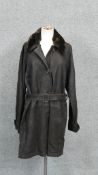 A Maxfield Parish brown suede medium size ladies jacket with brown sheepskin collar and suede