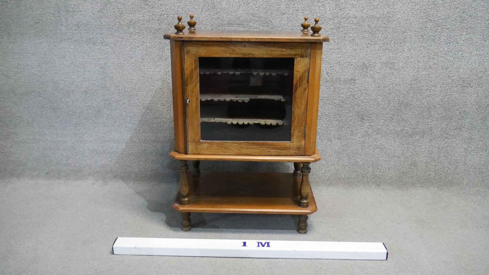 A Victorian walnut and satinwood inlaid music cabinet fitted with sheet music shelves. H. 80 W. 60 - Image 2 of 5