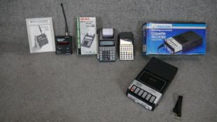 A Sigma HR41 hand held printing calculator along with a boxed Ferguson cassette recorder and other