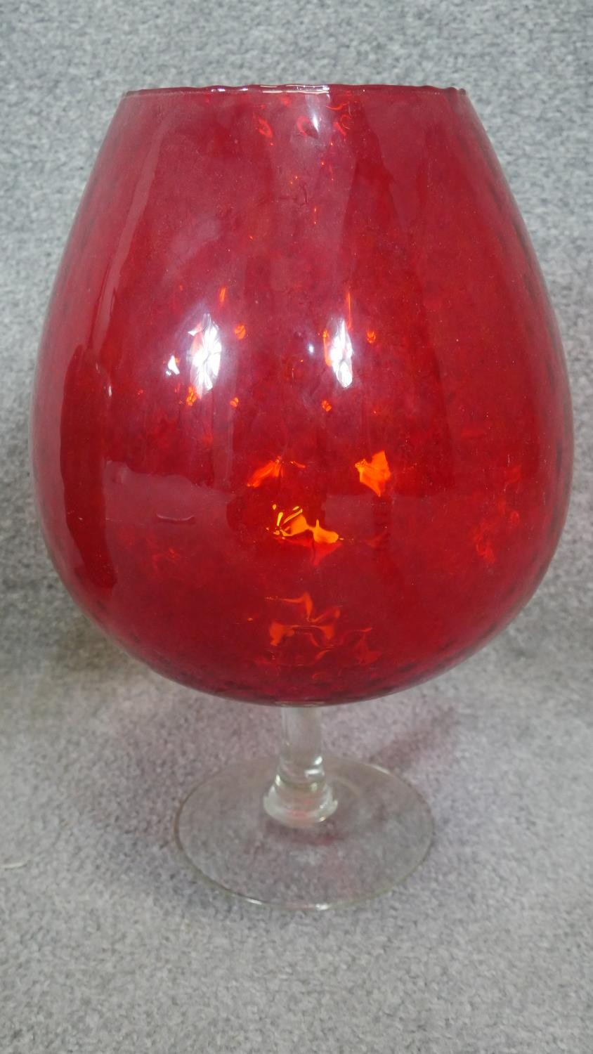 A collection of glass and porcelain. Including a large red Murano glass vase on clear stem, a - Image 4 of 5