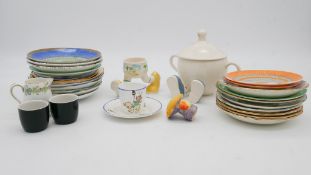 A collection of mixed china and ceramics. Including vintage Shelley saucers. 27 pieces in total.