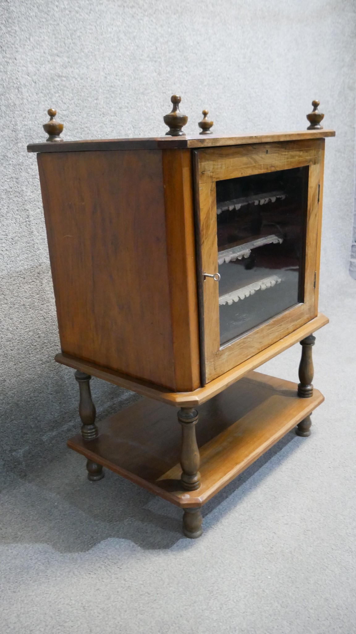 A Victorian walnut and satinwood inlaid music cabinet fitted with sheet music shelves. H. 80 W. 60 - Image 3 of 5