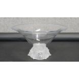A Shannon frosted crystal rose pedestal bowl. H.20 x D.36cm