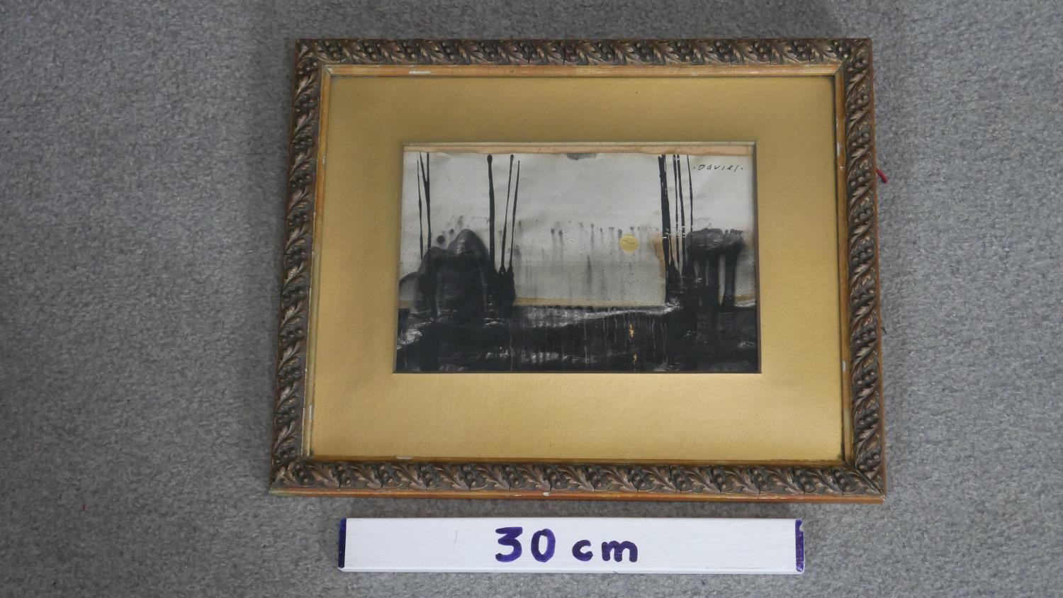 Attributed to Austin Davies- A framed and glazed oil on paper of an abstract city skyline. Signed - Image 2 of 6