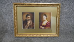 Emily Barnard - A framed and glazed pair of watercolour portraits - Shylock and Jessica from
