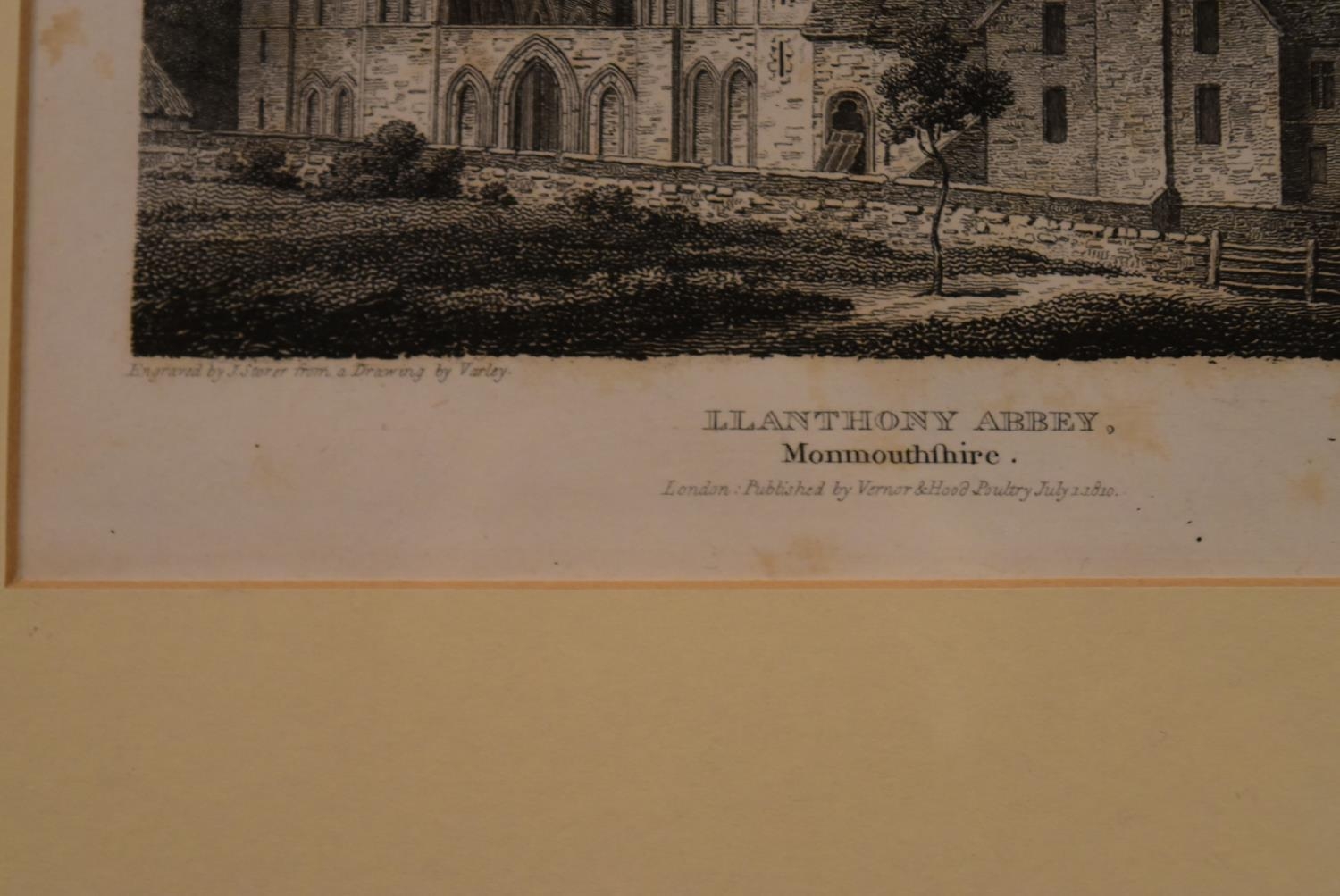 An etching of Llanthony Abbey, Monmouthshire from a drawing by John Varley (1778-1842) together with - Image 3 of 9