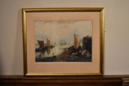 John Cother Webb - A 19th century framed and glazed mezzotint, after Turner of 'Sun rising in a