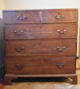 A19th century country oak chest of drawers with brass swan neck handles. H.109 W.103 D.50cm
