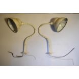 A pair of cream vintage industrial lights. H.50 Dia.24cm