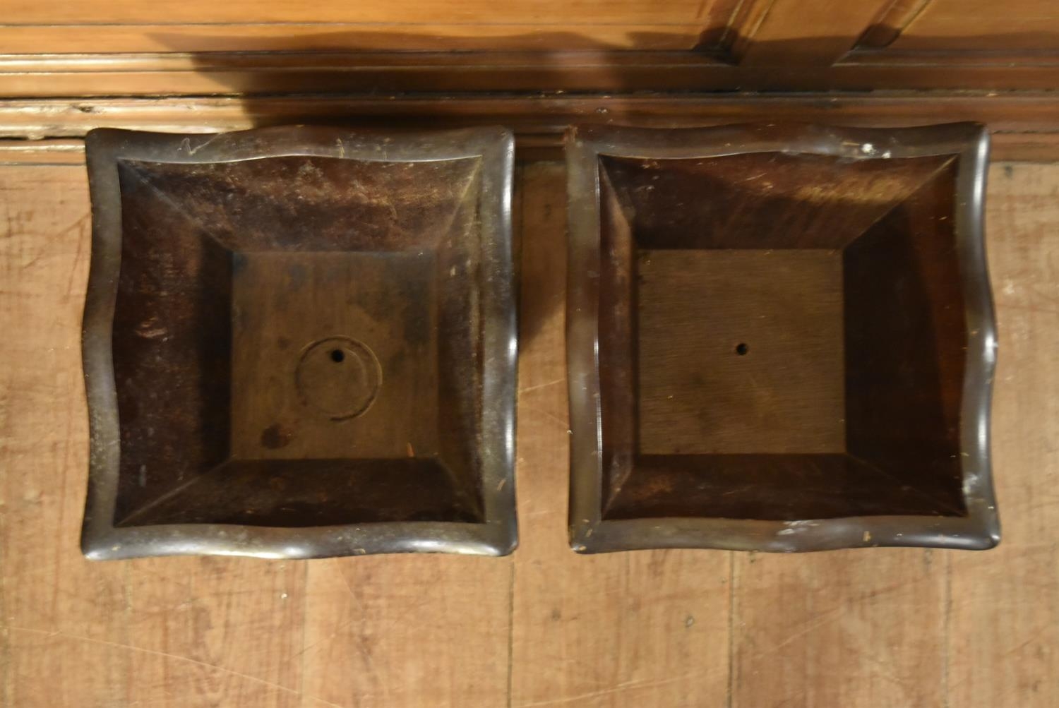 A pair of mid 20th century mahaogany planters. H.34 W.34cm (2) - Image 3 of 5