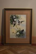 Robin Gibbard - A gilt framed and glazed watercolour, 'Heralds of Summer' signed with label to