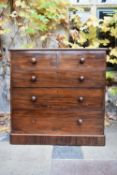 A mid 19th century mahogany chest of two short above three long drawers on plinth base. H.106 W.