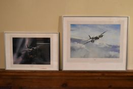 Two framed and glazed signed prints by Robert Taylor of Mosquito and Night Intruder. H.52 w.62cm (2)